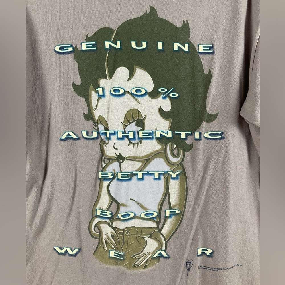 Vintage 90s Genuine 100% Authentic Betty Boop Wear XL Kings Green Oversized Top - Picture 2 of 9